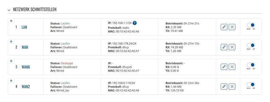 Bedienoberfläche des Teltonika RUTX10: Festlegung der Internetverbindungen Bedienoberfläche des Teltonika RUTX10